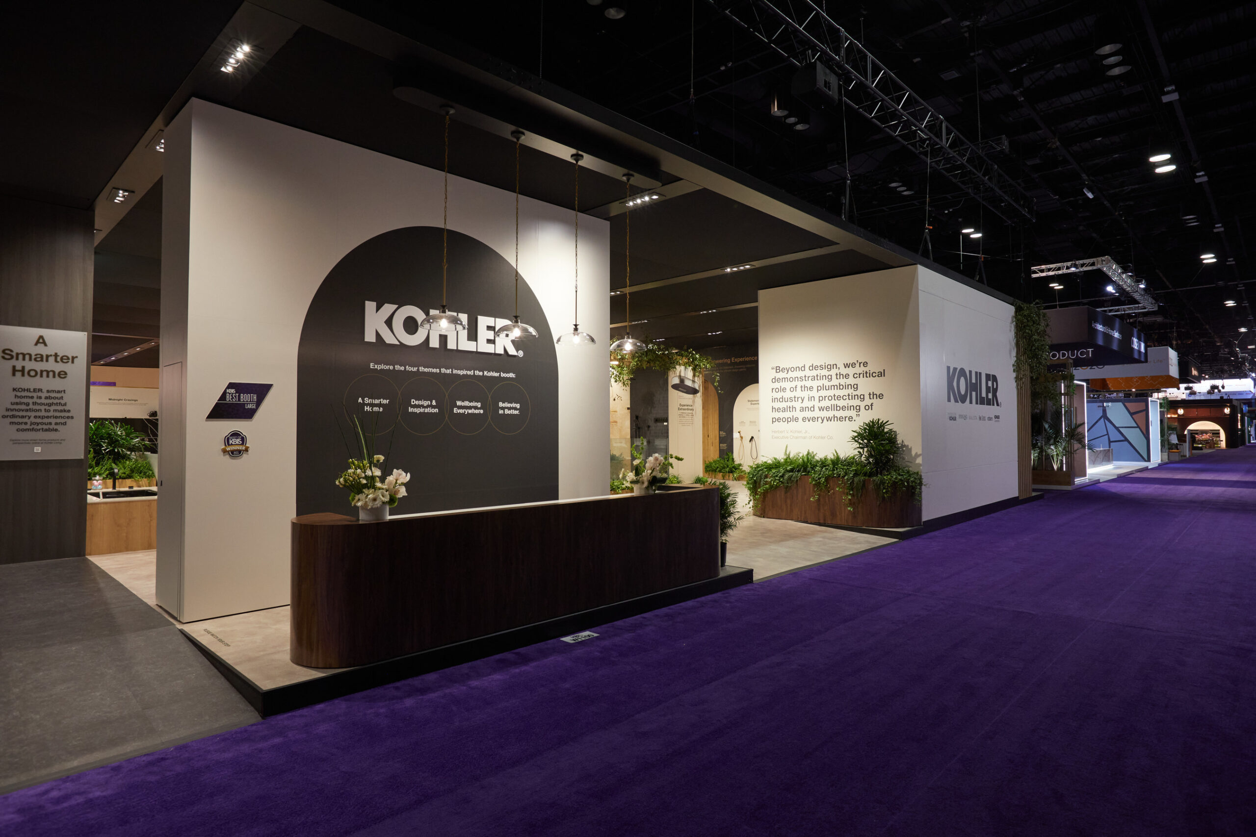 Kohler Co. Wins Best of KBIS, Best Booth Large, NKBA Chairman’s Award and Crystal Vision Awards. Pictured is Kohler’s booth, showcasing products from Kohler brands: KOHLER, KALLISTA, Robern, ANN SACKS, KOHLER Lighting and Sterling as well as KOHLER Power.